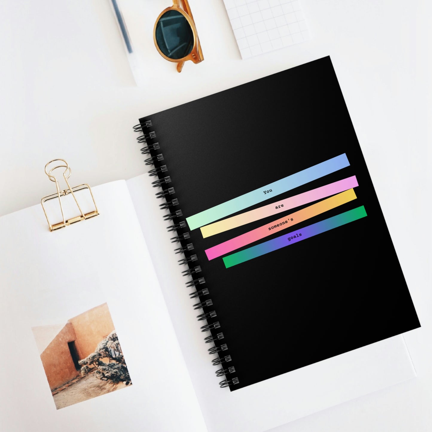 Spiral Notebook - Ruled Line - You Are Someone's Goals (Black version)